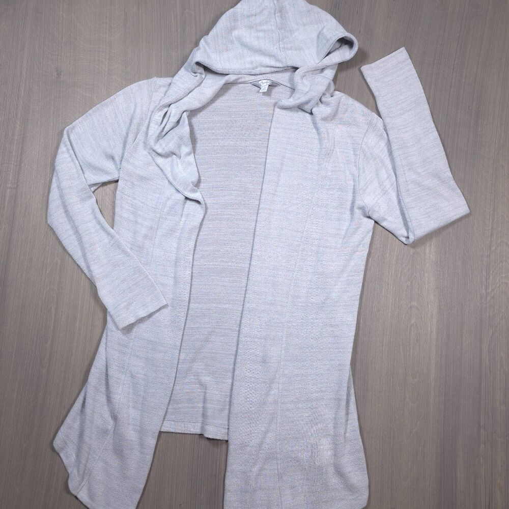 Curfew Light Gray Open Front Hooded Cardigan Sweater Medium
